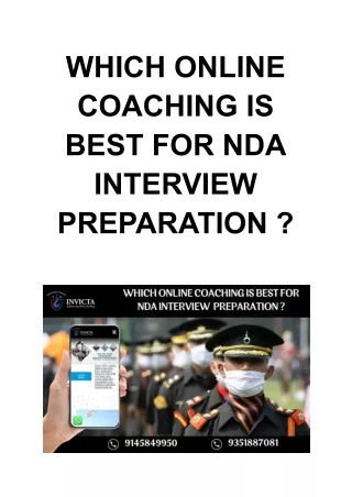 WHICH ONLINE COACHING IS BEST FOR NDA INTERVIEW  PREPARATION