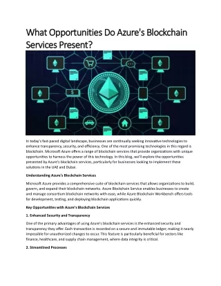 What Opportunities Do Azure's Blockchain Services Present