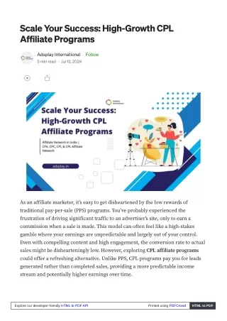 Scale Your Success High-Growth CPL Affiliate Programs