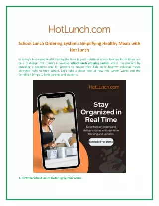 School Lunch Ordering System Simplifying Healthy Meals with Hot Lunch