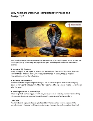 Why Kaal Sarp Dosh Puja is Important for Peace and Prosperity