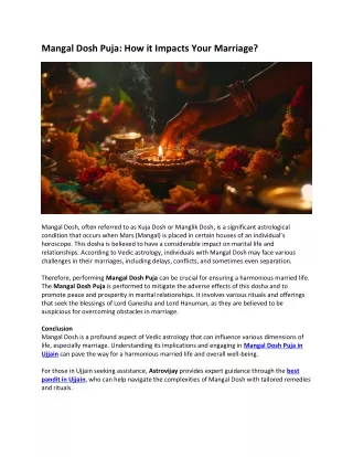 Mangal Dosh Puja: How it Impacts Your Marriage
