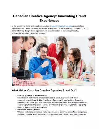 Canadian Creative Agency: Innovating Brand Experiences