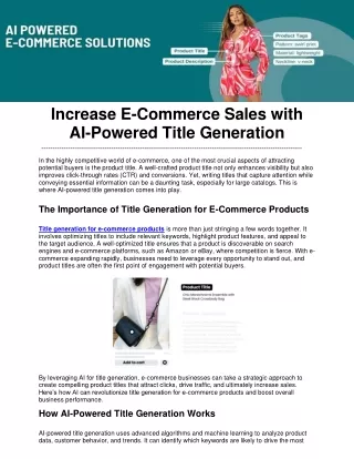 Increase E-Commerce Sales with AI-Powered Title Generation