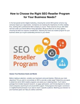 How to Choose the Right SEO Reseller Program for Your Business Needs