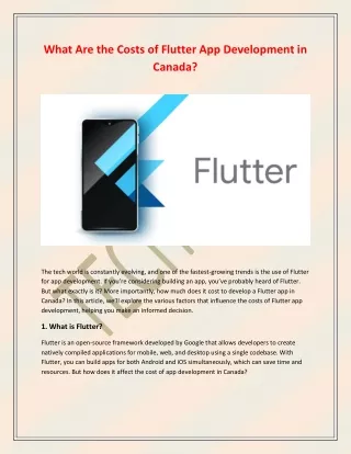 What Are the Costs of Flutter App Development in Canada