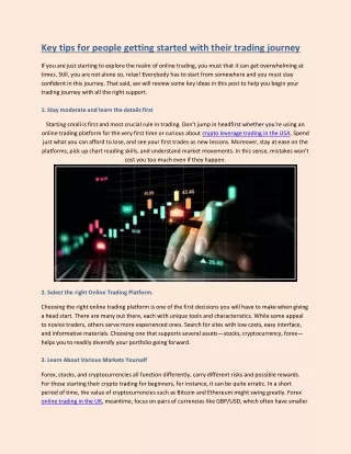Key tips for people getting started with their trading journey