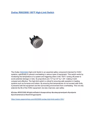 Zodiac R0023000 150°F High-Limit Switch