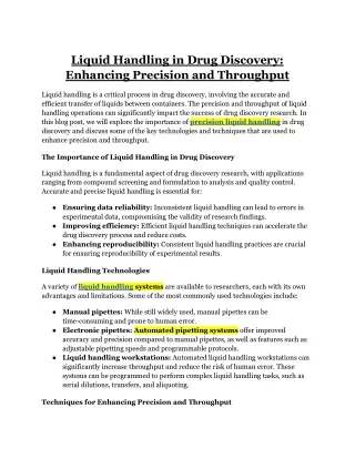Liquid Handling in Drug Discovery_ Enhancing Precision and Throughput