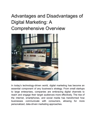 Advantages and Disadvantages of Digital Marketing: A Comprehensive Overview