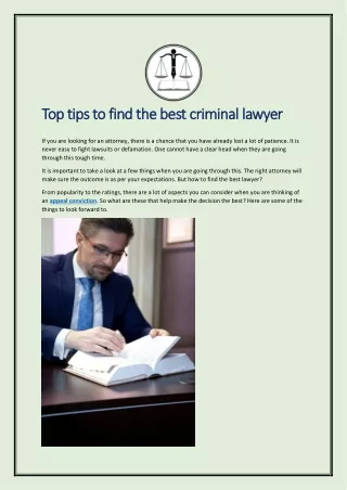 Top tips to find the best criminal lawyer