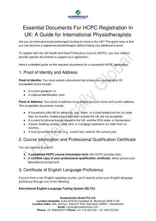 Essential Documents For HCPC Registration In UK: A Guide for International Physi