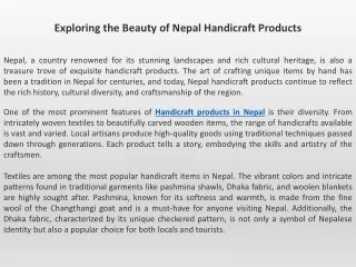 Exploring the Beauty of Nepal Handicraft Products