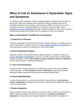 When to Call an Ambulance in Hyderabad_ Signs and Symptoms