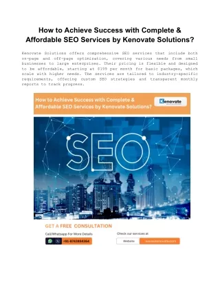 How to Achieve Success with Complete & Affordable SEO Services by Kenovate Solut