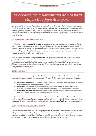 El Encanto de la Gargantilla de Oro para Mujer