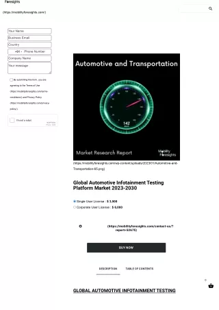 Global Automotive Infotainment Testing Platform Market 2023-2030