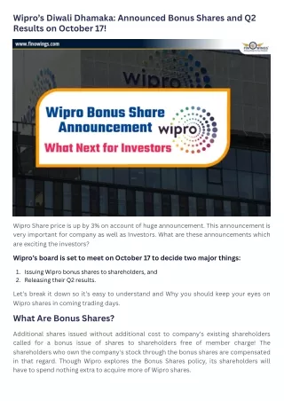 Wipro Bonus Share Announcement | What Next for Investors