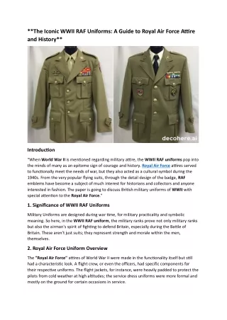 **The Iconic WWII RAF Uniforms: A Guide to Royal Air Force Attire and History**