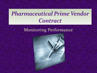 Pharmaceutical Prime Vendor Contract