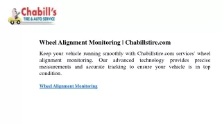 Wheel Alignment Monitoring  Chabillstire.com