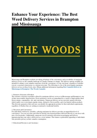 Weed Delivery Mississauga | The Woods Cannabis