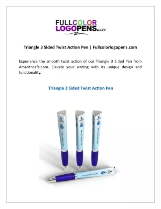 Triangle 3 Sided Twist Action Pen  Fullcolorlogopens