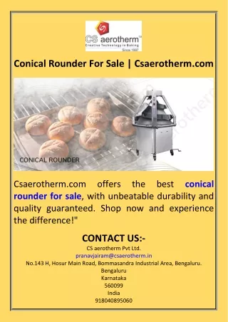 Conical Rounder For Sale  Csaerotherm.com