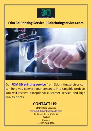 Fdm 3d Printing Service  3dprintingservices.com