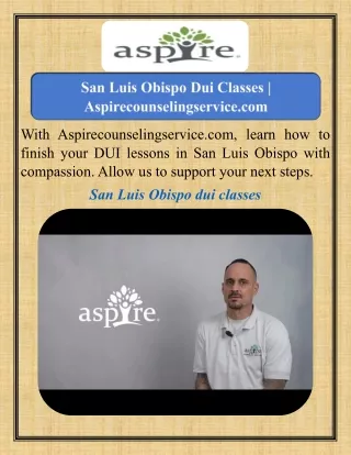 San Luis Obispo Dui Classes   Aspirecounselingservice.com