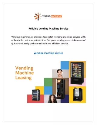 Reliable Vending Machine Service