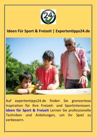 Ideen Für Sport & Freizeit  Expertentipps24.de