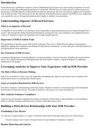 Leveraging Analytics to Improve Your Experience with an IOR Provider