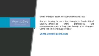 Online Therapist South Africa  Daynewilliams.co.za