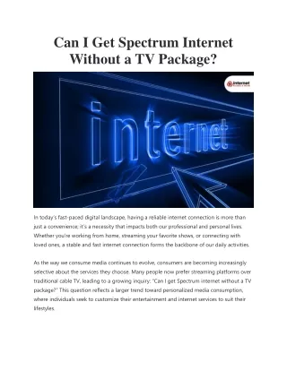 Can I Get Spectrum Internet Without a TV Package