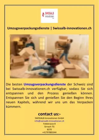 Umzugsverpackungsdienste  Swissalb-innovationen.ch