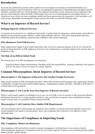 Common Misconceptions About Importer of Record Services