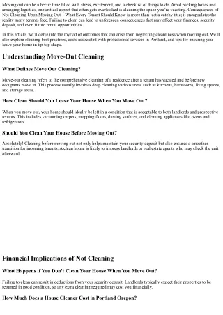 “Consequences of Not Cleaning Upon Moving Out – What Every Tenant Should Know”