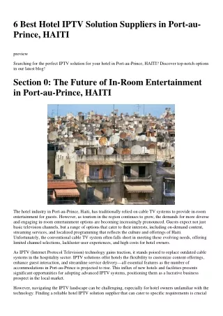6 Best Hotel IPTV Solution Suppliers in Port-au-Prince, HAITI
