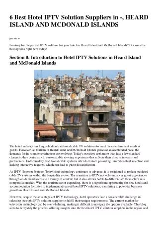 6 Best Hotel IPTV Solution Suppliers in -, HEARD ISLAND AND MCDONALD ISLANDS