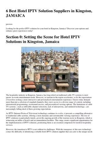 6 Best Hotel IPTV Solution Suppliers in Kingston, JAMAICA