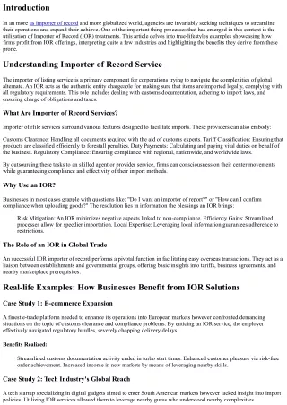 Real-existence Examples: How Businesses Benefit from IOR Solutions