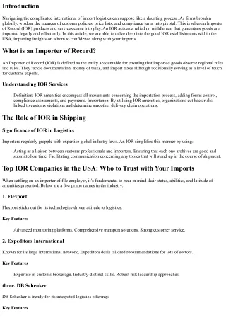 Top IOR Companies inside the USA: Who to Trust with Your Imports