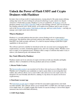 Unlock the Power of Flash USDT and Crypto Drainers with Flashixer