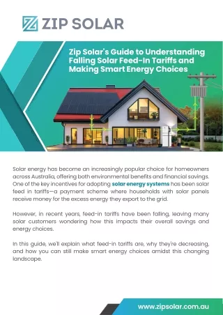 Unlocking Solar Savings with Zip Solar’s Guide to Feed In Tariffs