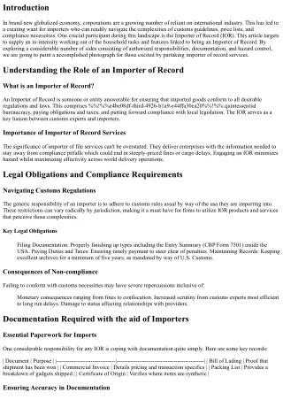 A Deep Dive into the Responsibilities of an Importer of Record