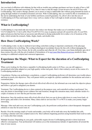 Experience the Magic of Non-Invasive Fat Reduction in El Paso with CoolSculpting