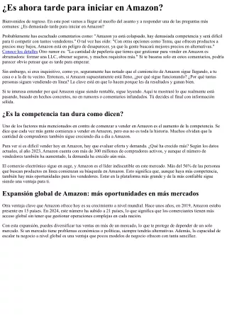 ¿Es ahora tarde para iniciar en Amazon?