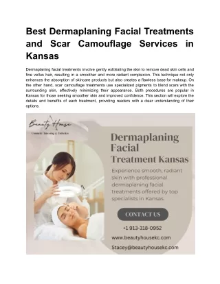 Best Dermaplaning Facial Treatments and Scar Camouflage Services in Kansas