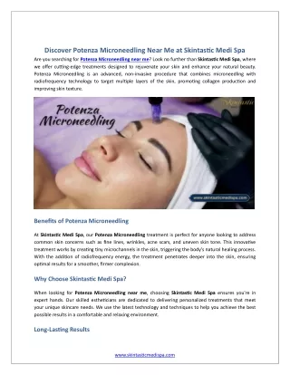 Discover Potenza Microneedling Near Me at Skintastic Medi Spa